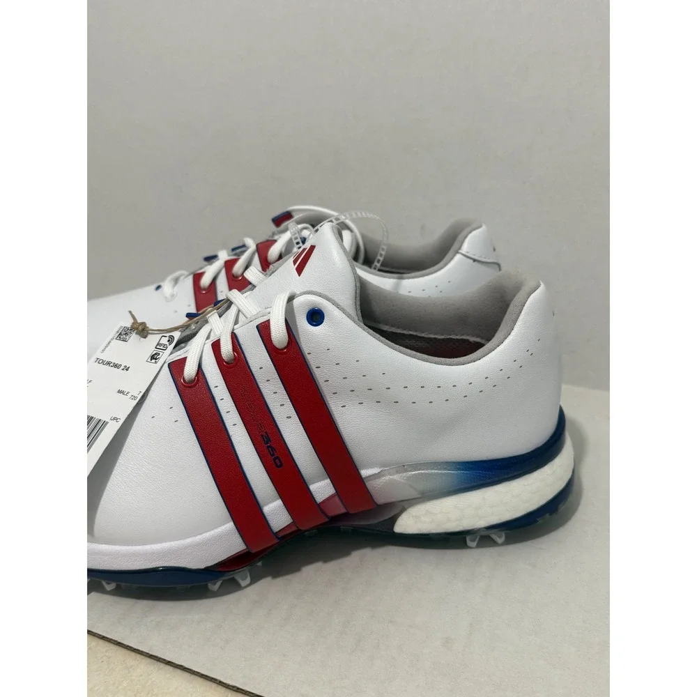 Adidas Tour360 24 Golf Shoes White Red Blue IE3370 Mens 7.5